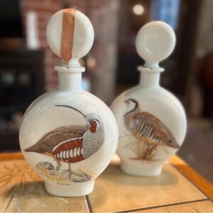 Vintage Field of Birds Dant Distillery Decanters